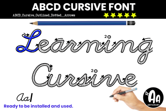 Abcd Cursive Outlined Dotted Arrows Font - Featured Image