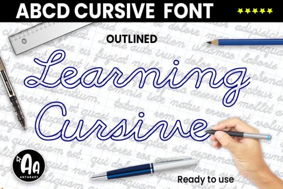 Abcd Cursive Outlined Font - Featured Image
