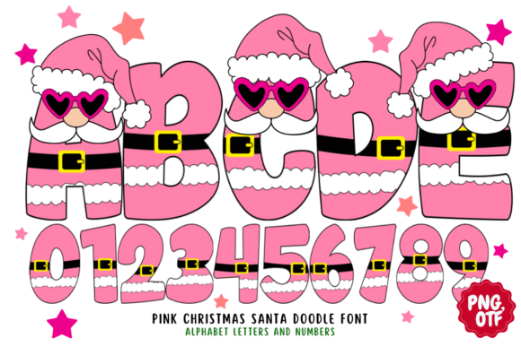 Pink Christmas Santa Doodle Font - Featured Image